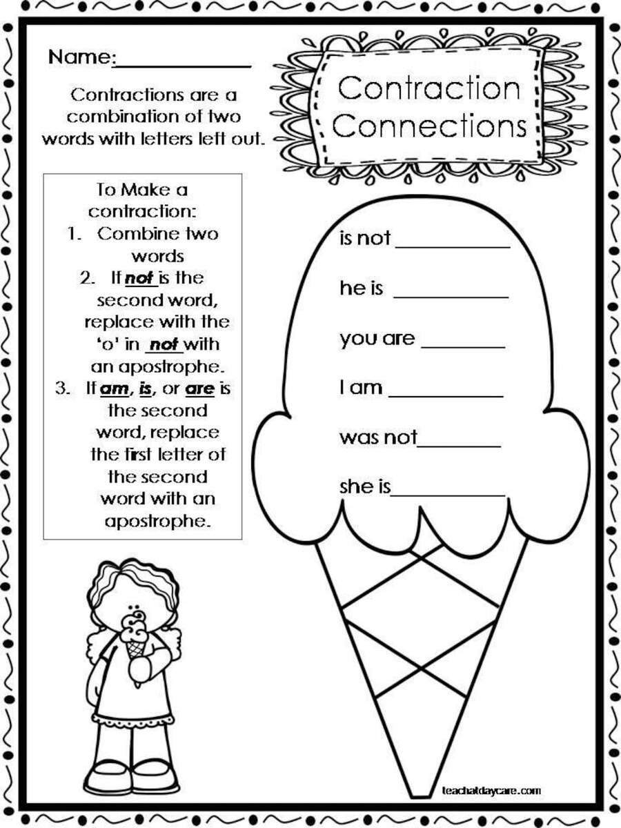 Contractions Worksheets And Activities Grammar Practice Review Pages Made By Teachers