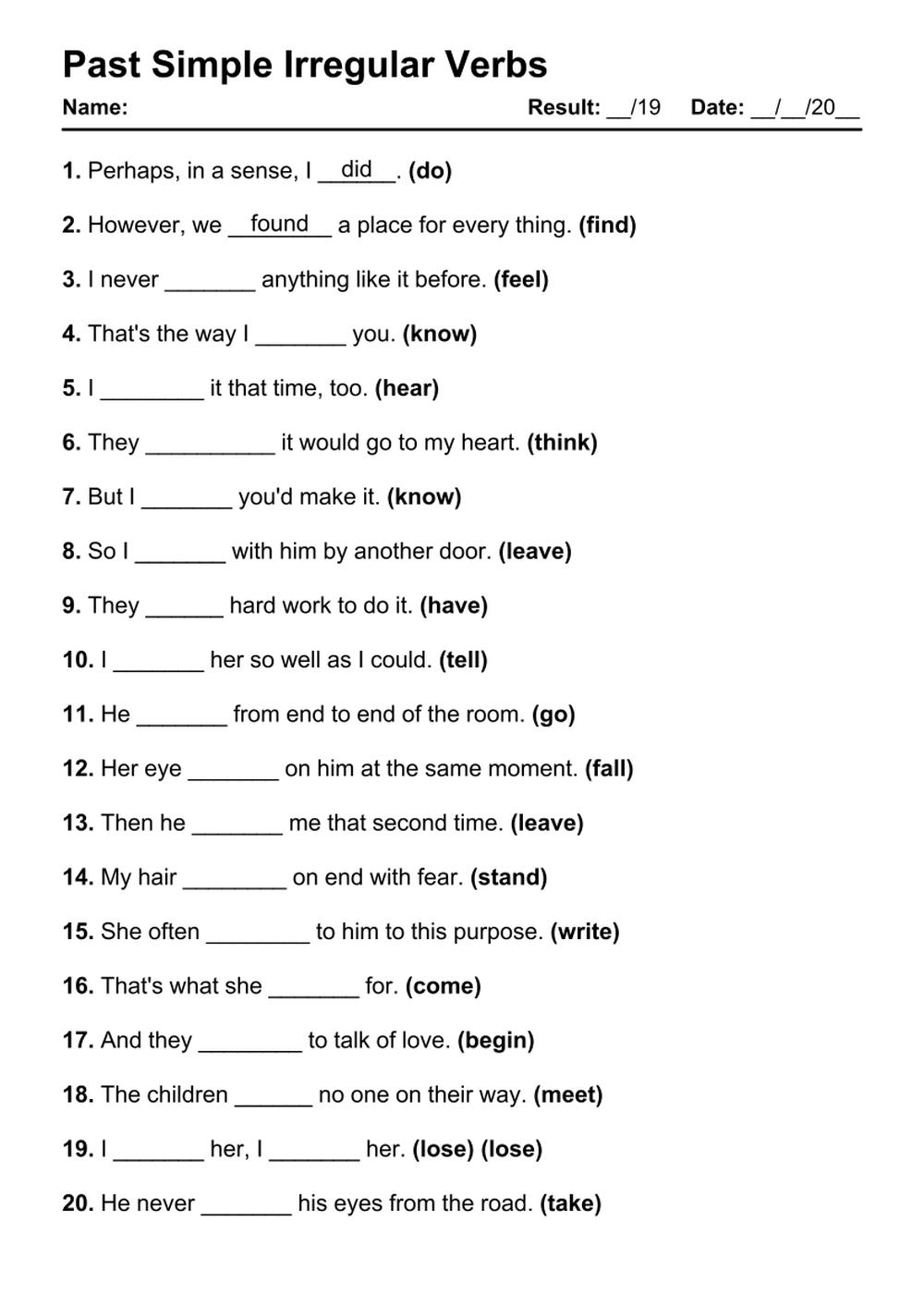 101 Past Simple Irregular PDF Worksheets With Answers Grammarism 101 Past Simple Irregular PDF Worksheets With Answers Grammarism