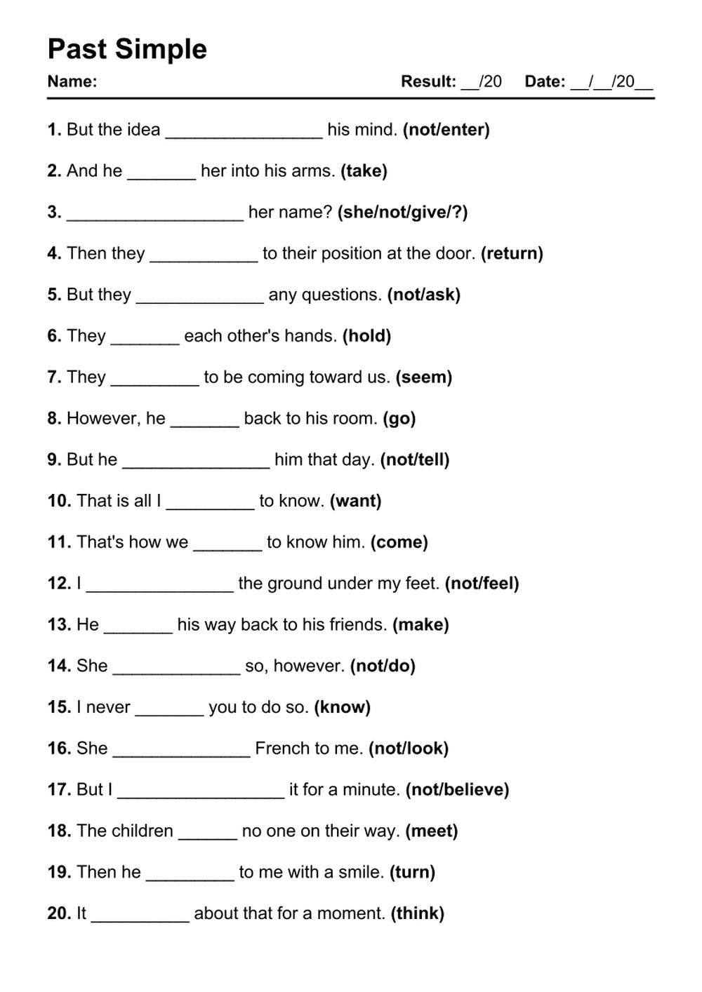 101 Past Simple PDF Worksheets With Answers 2020 Exercises Grammarism