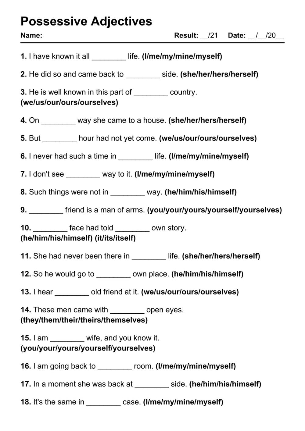 101 Possessive Adjectives PDF Worksheets With Answers Grammarism 101 Possessive Adjectives PDF Worksheets With Answers Grammarism