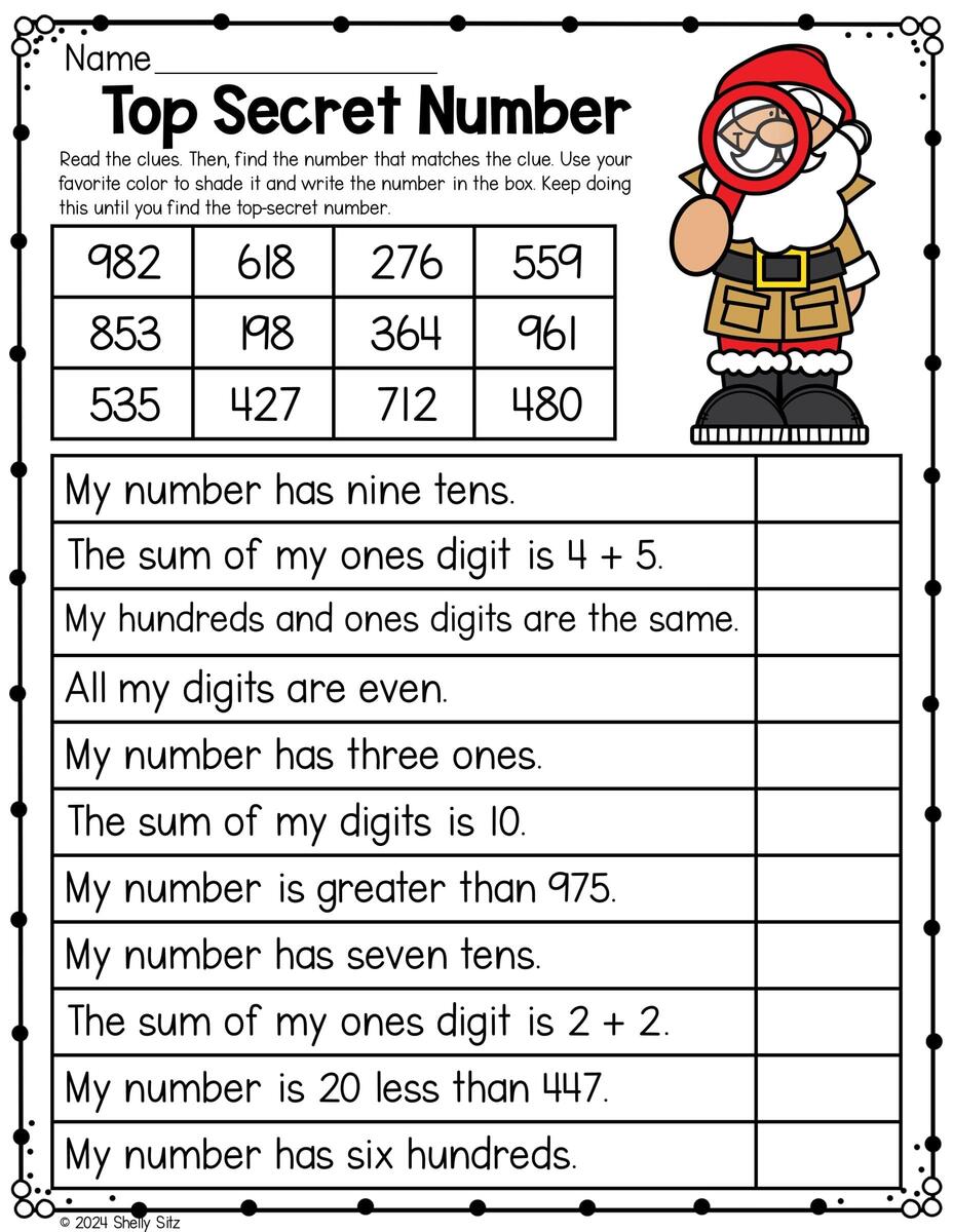 2nd Grade Christmas Math Worksheets