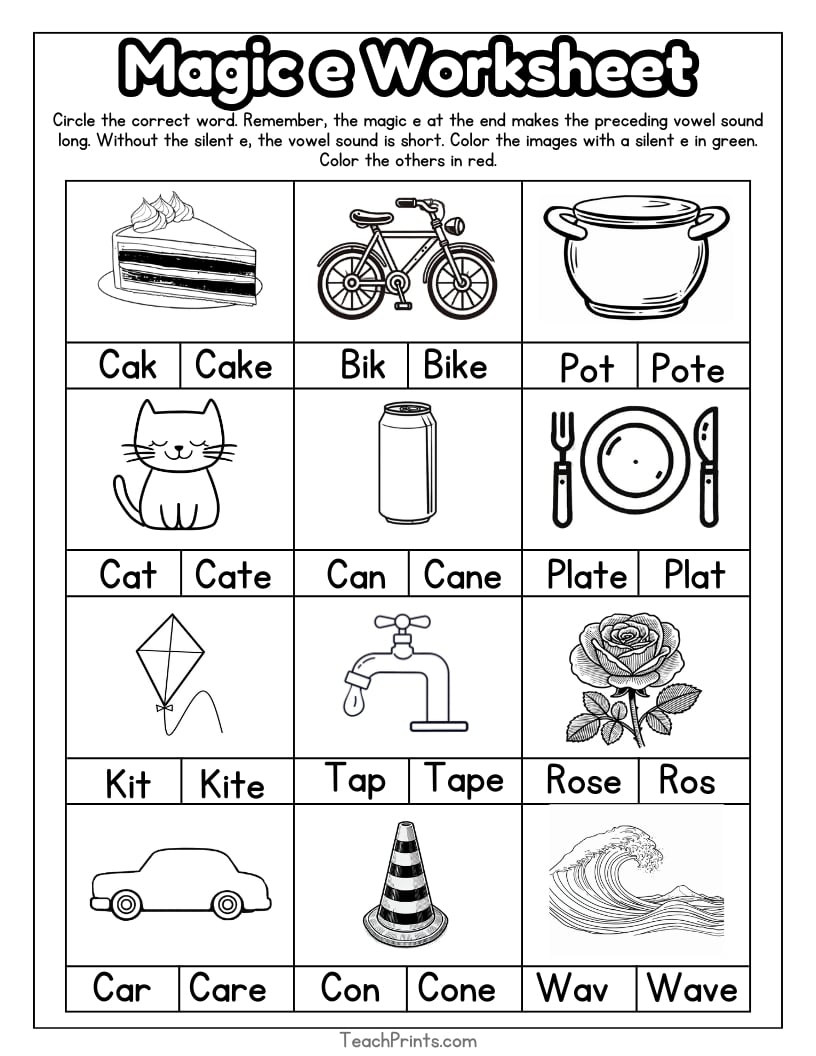 13 Magic E Worksheets Free PDF Printables Teach Prints