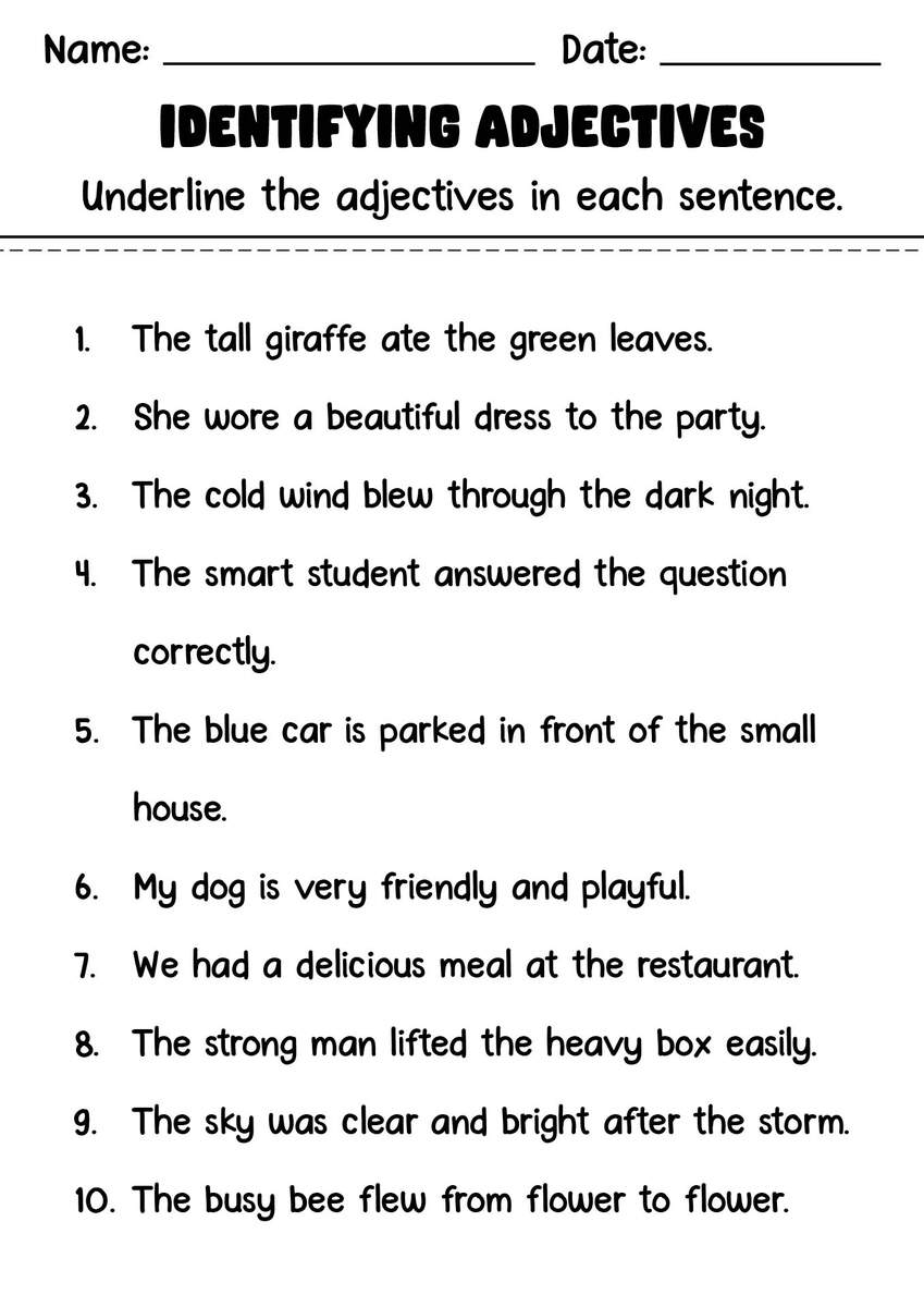 16 Printable Adjective Worksheets 4th Grade Free PDF At Worksheeto