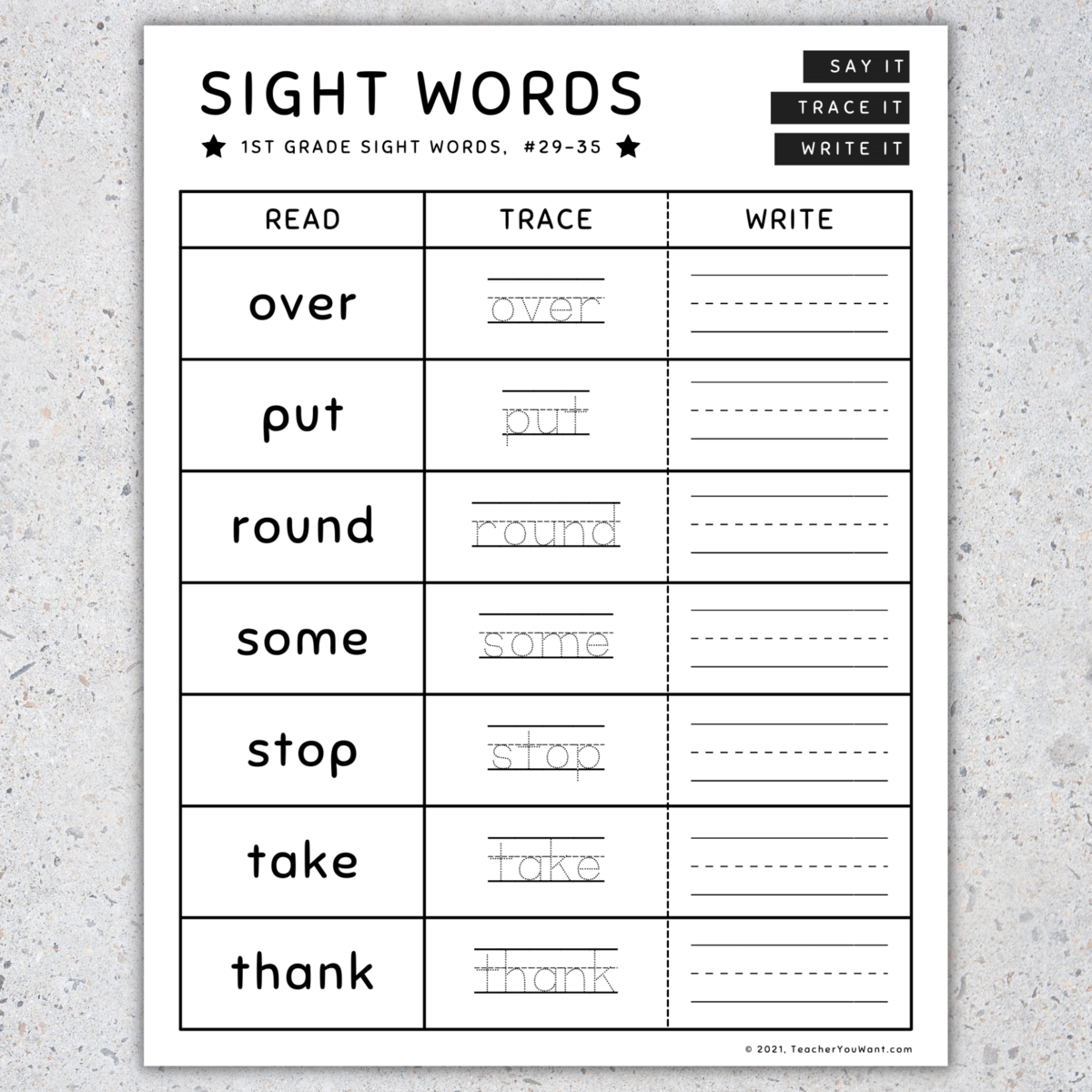 1st Grade Sight Words Read Trace Write Worksheets Activities SET 4 Made By Teachers