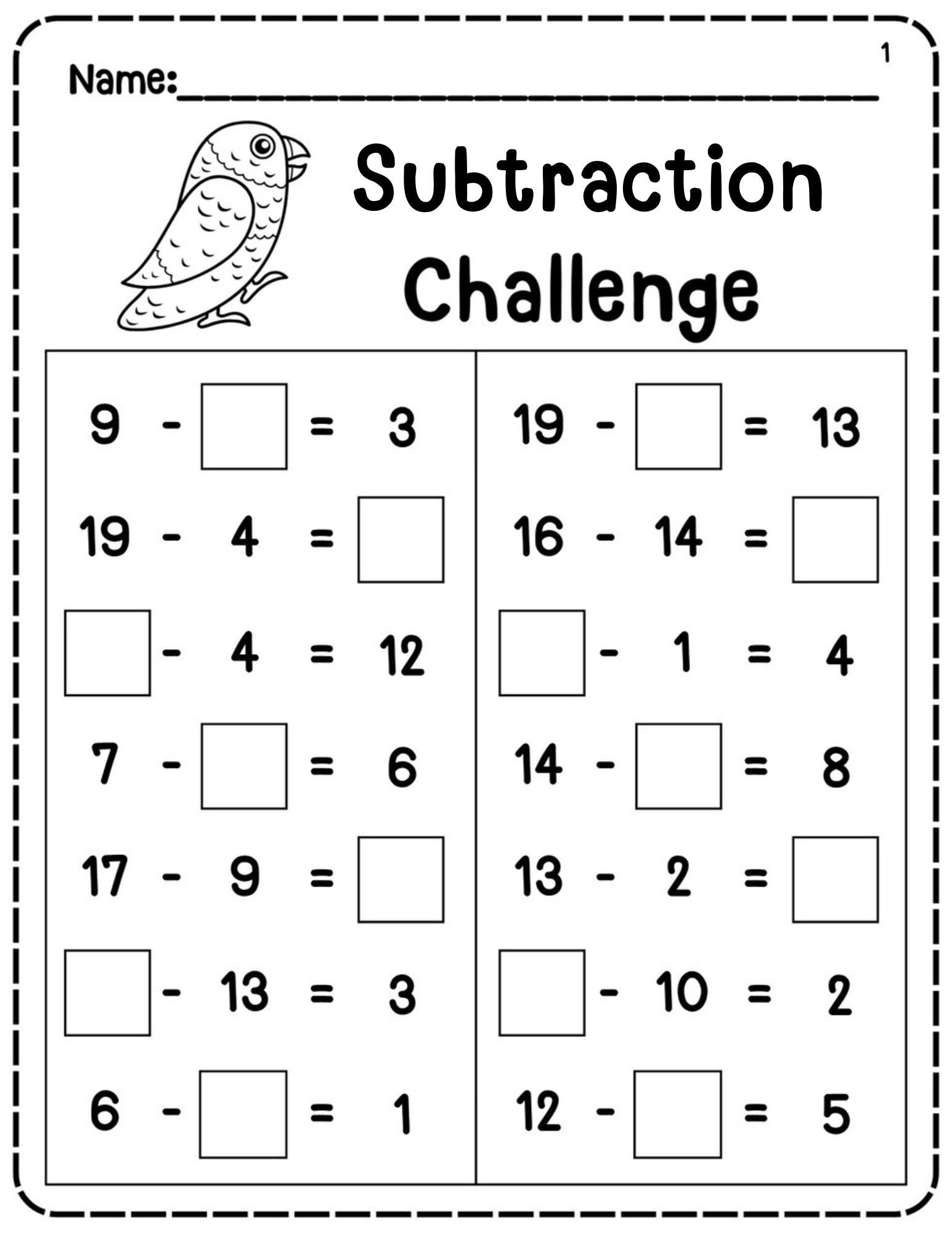 1st Grade Subtraction Worksheets