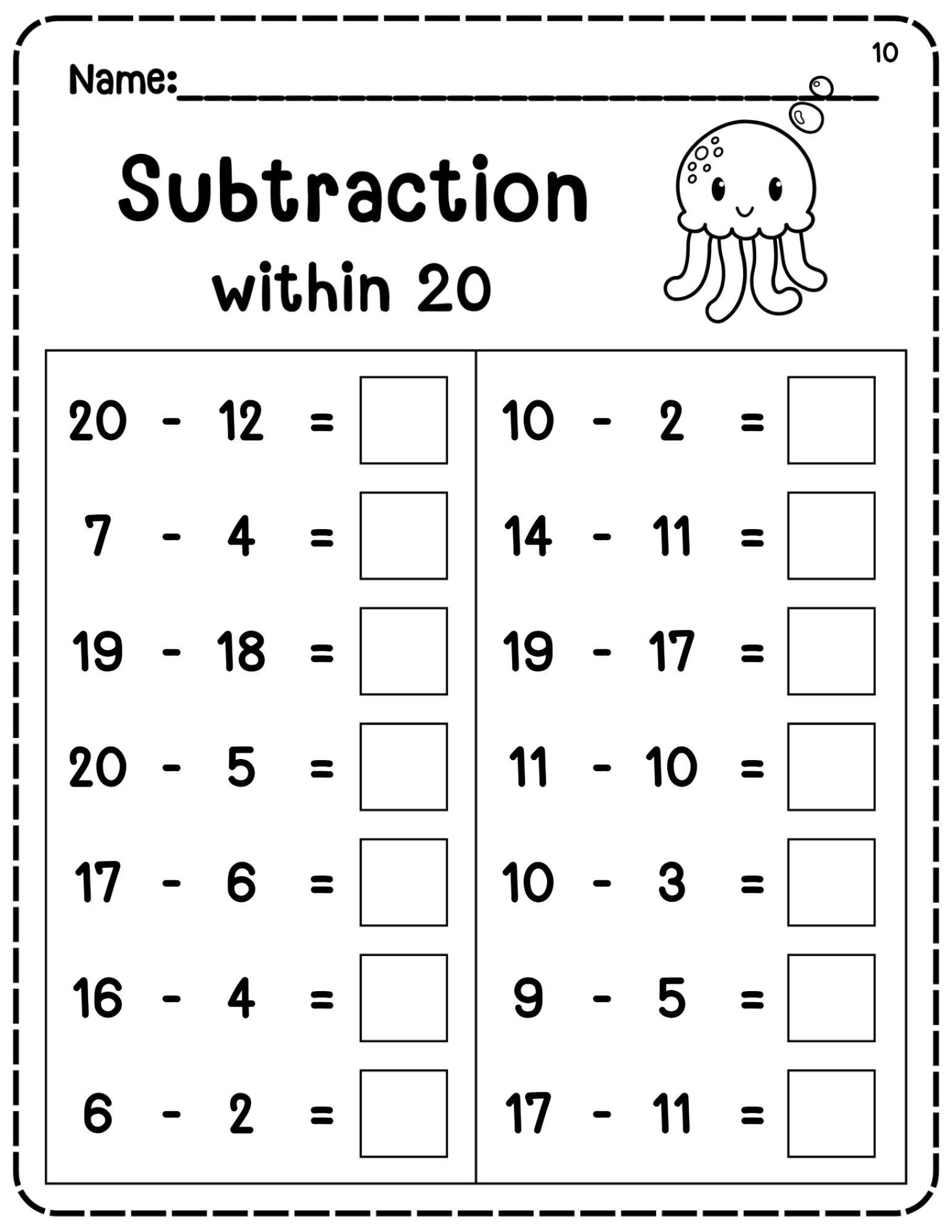 Picture Subtraction Subtraction Up To 20 Made By Teachers