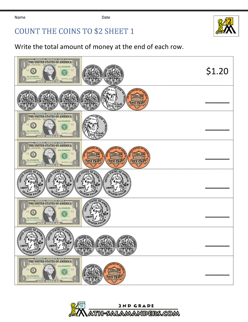 2nd Grade Money Worksheets Up To 2 Money Worksheets Free Printables Superstar Worksheets
