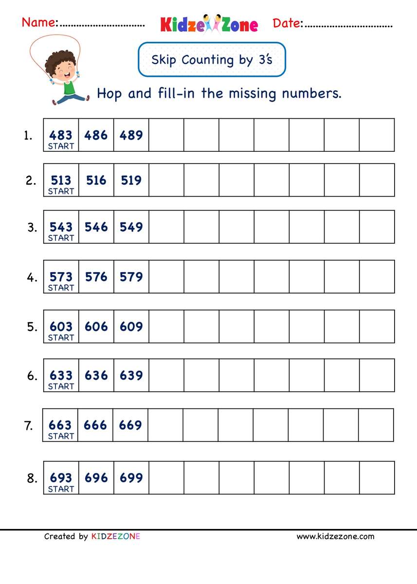 2nd Grade Skip Counting By 3s Worksheets Printable 2nd Grade Skip Counting By 3s Worksheets Printable