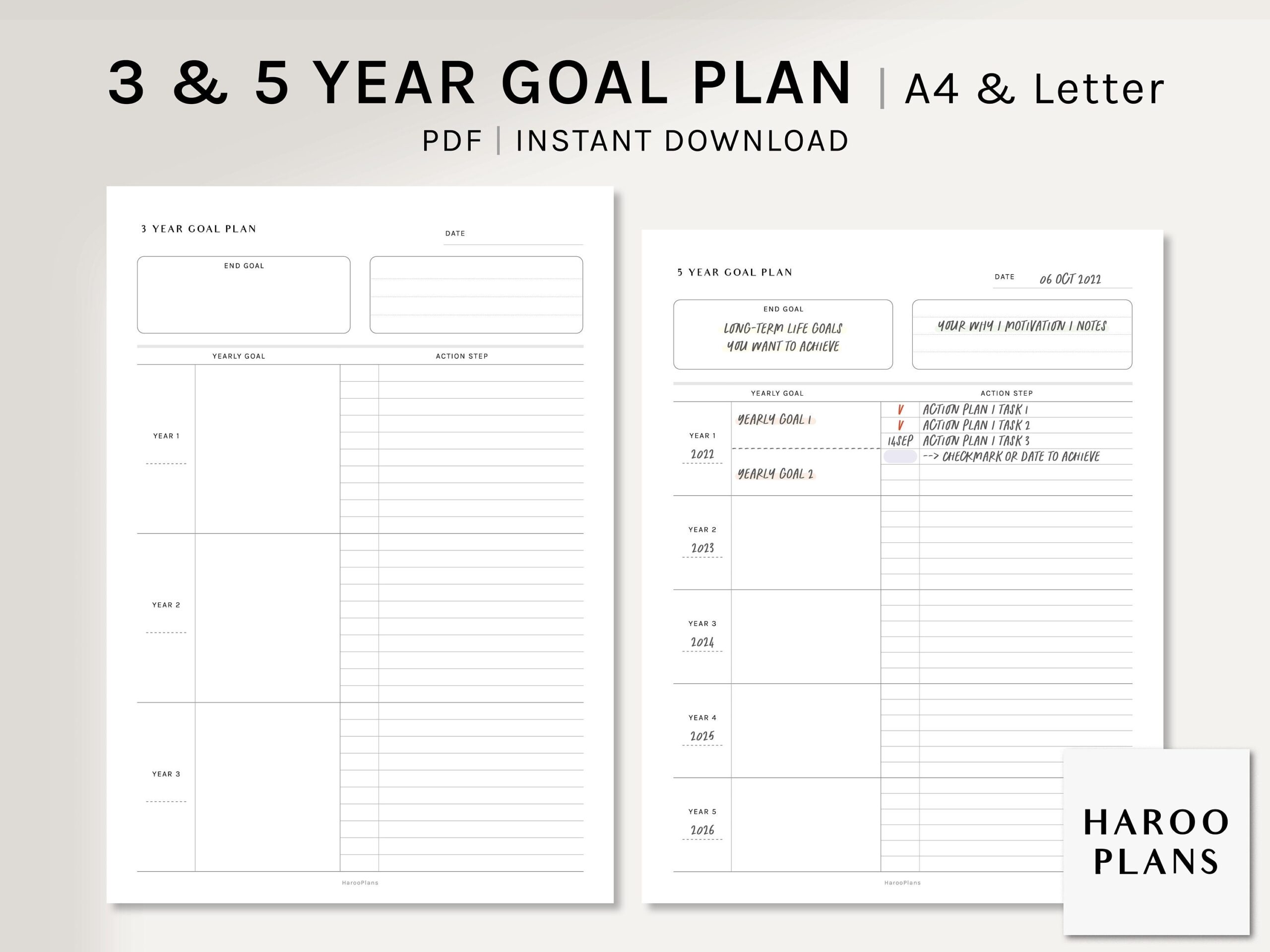 3 And 5 Year Goal Planner A4 US Letter Printable Inserts Life Action Plan Template Goal Setting Organizer PDF Digital Download Etsy Actionable Life Coach Goal Setting Template To Snag PDF Downloadable Life Coach Hub