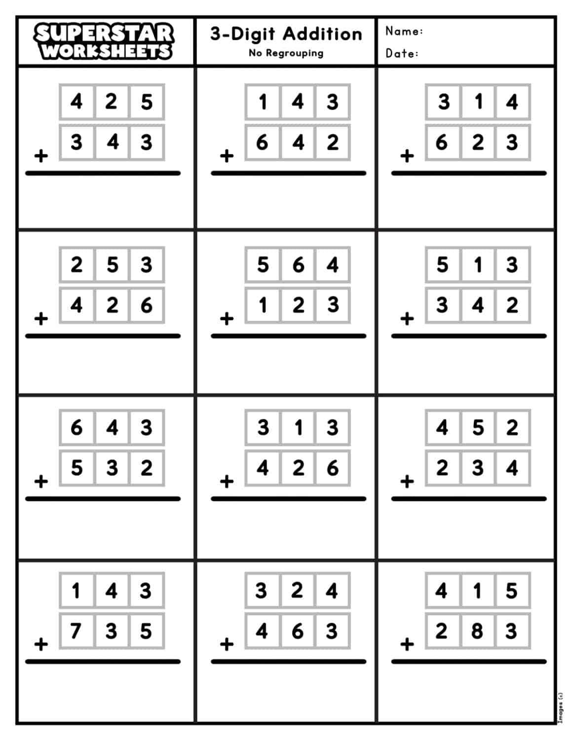 3 Digit Addition Worksheets Superstar Worksheets 3 Digit Addition Worksheets Superstar Worksheets