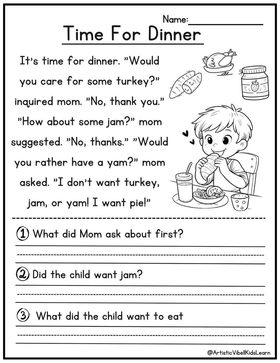 50 Kindergarten 1st Grade Reading Comprehension Passages Worksheets Sentences Reading Worksheet Fluency Worksheet English Learing Set 1 Etsy