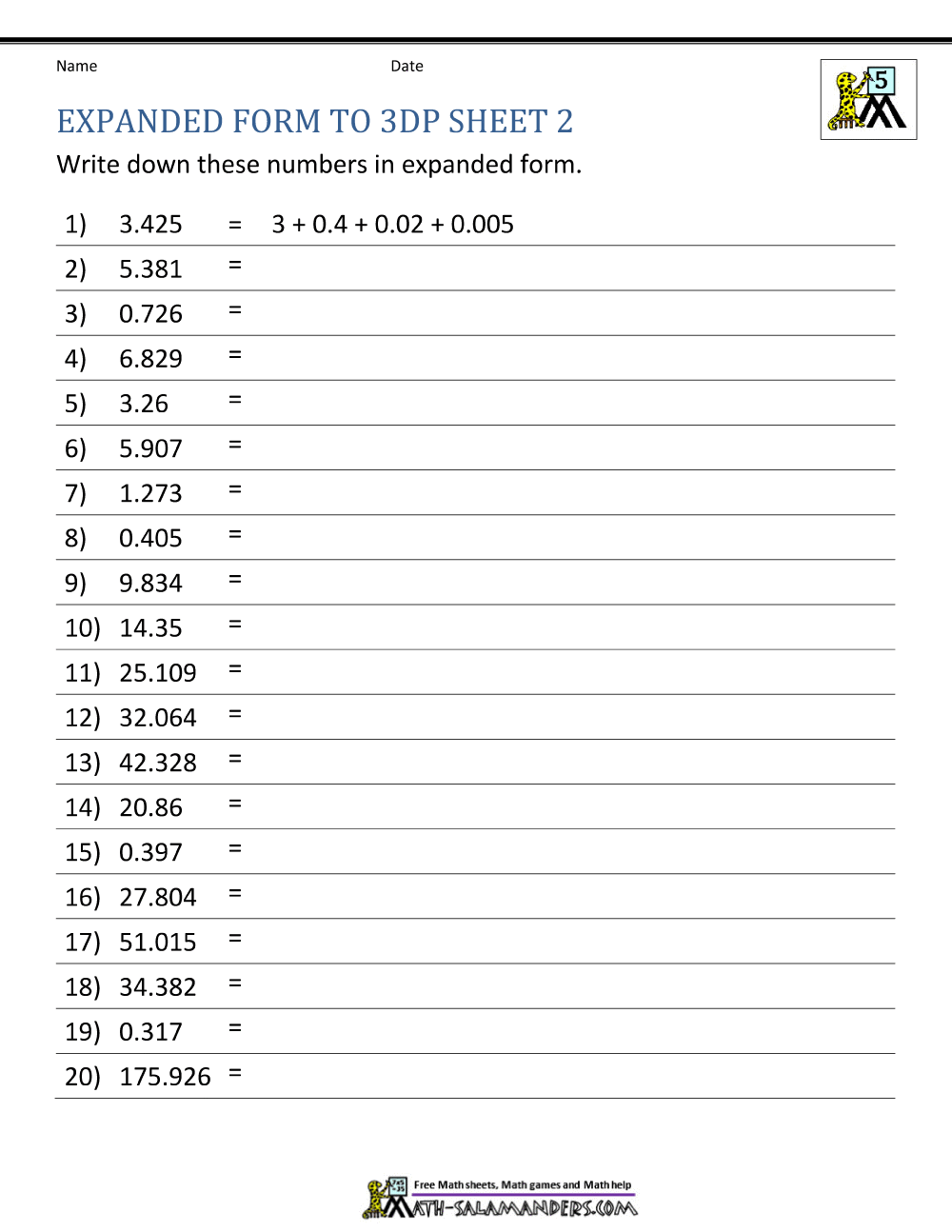 5th Grade Place Value Worksheets