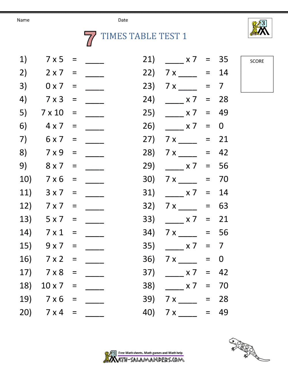 Free And Fun 7 Times Table Worksheets Beautifully Designed For Kids