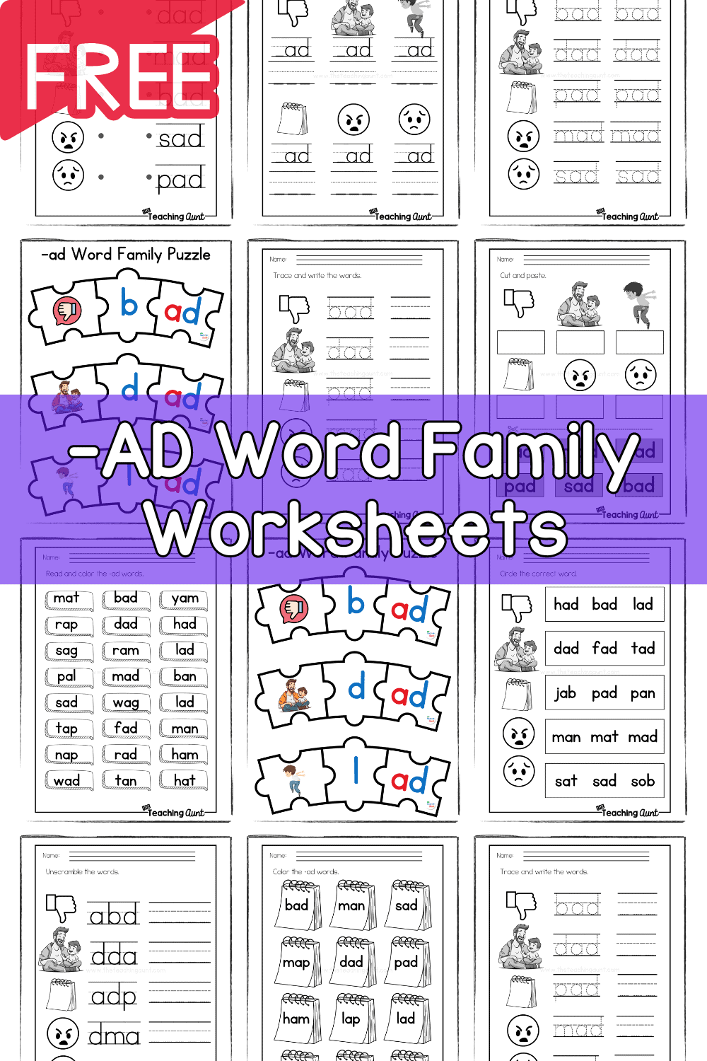 AD Word Family Worksheets The Teaching Aunt AD Word Family Worksheets The Teaching Aunt