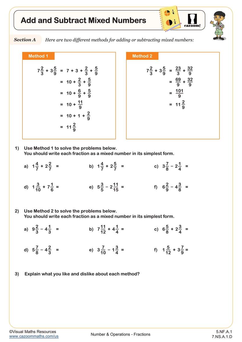 Add And Subtract Mixed Numbers Worksheet Fun And Engaging 5th Grade And 7th Grade Number Operations Worksheet Cazoom Math Add And Subtract Mixed Numbers Worksheet Fun And Engaging 5th Grade And 7th Grade Number Operations Worksheet Cazoom Math