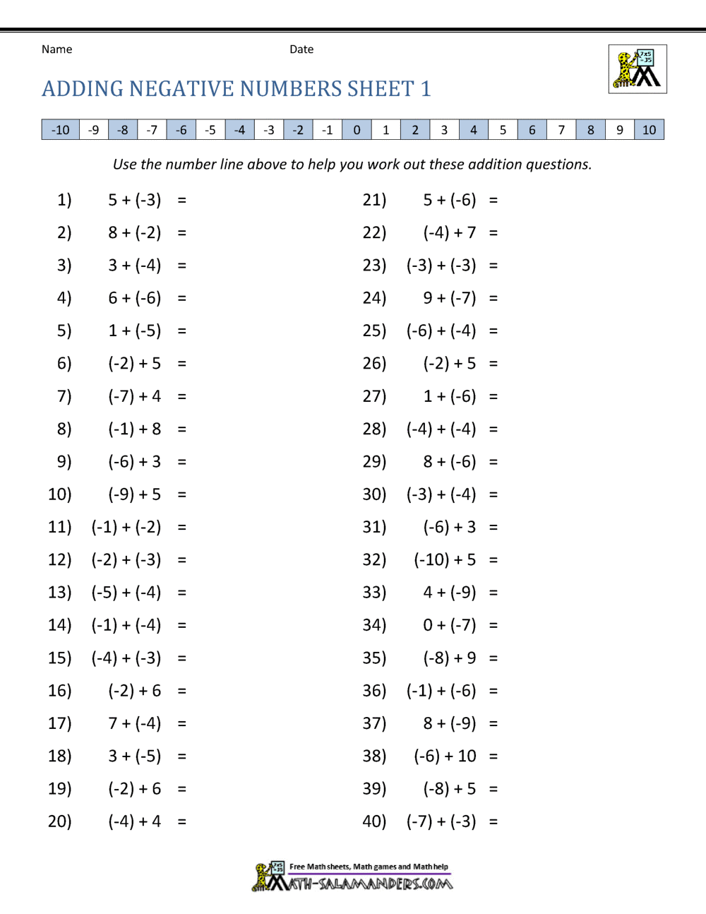 Adding Positive And Negative Numbers Adding Positive And Negative Numbers