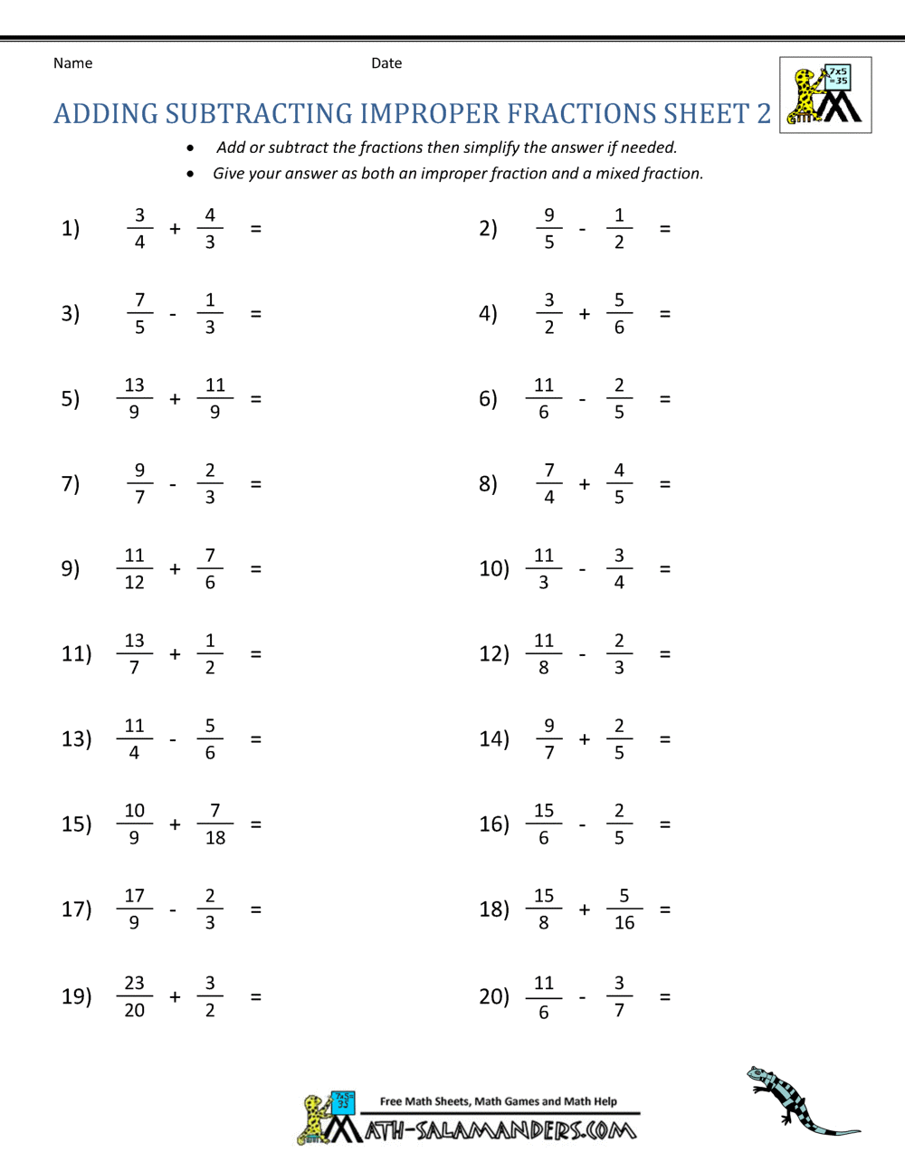 Adding Subtracting Fractions Worksheets Adding Subtracting Fractions Worksheets