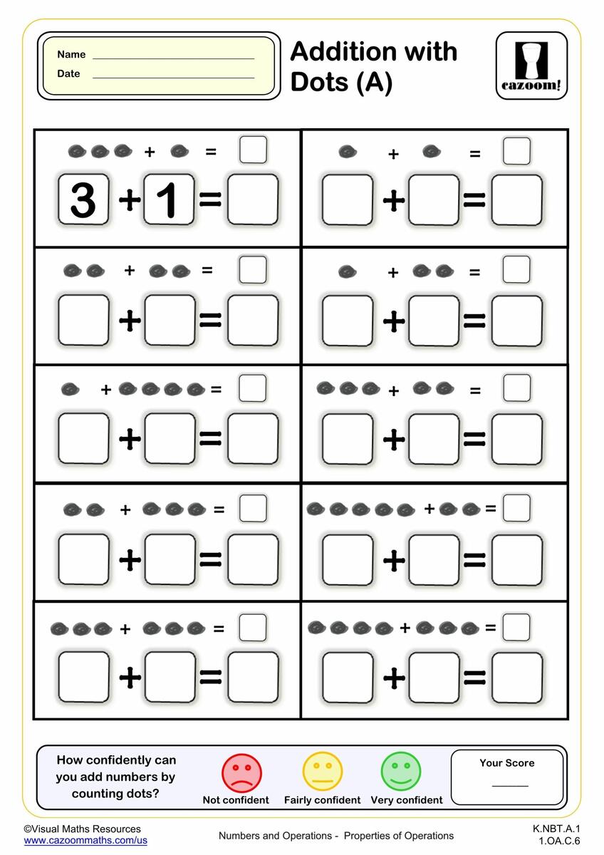 Addition With Dots A Fun And Engaging K Grade PDF Worksheets Cazoom Math Addition With Dots A Fun And Engaging K Grade PDF Worksheets Cazoom Math