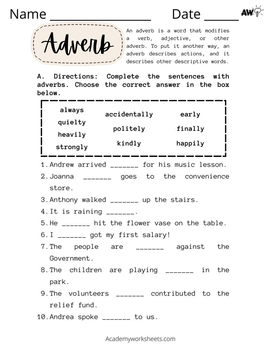 Adverb Worksheet Academy Worksheets Worksheets Library Regular Adverbs Worksheets Writing With Adverbs Worksheet