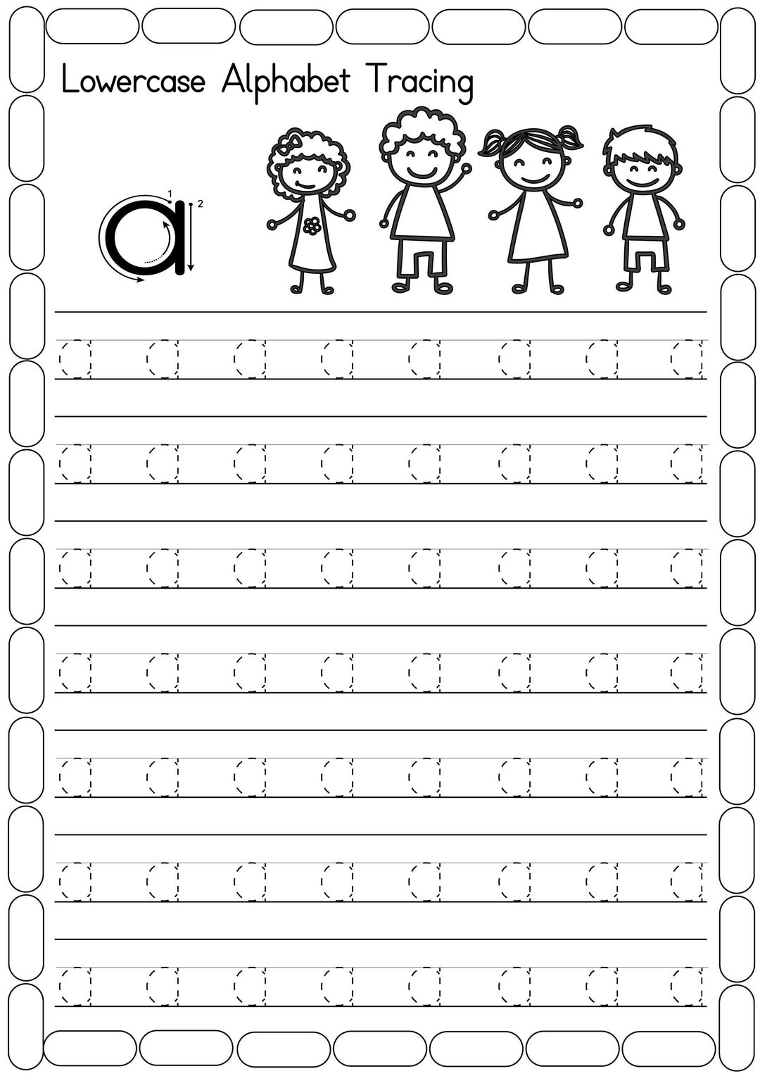 Alphabet Tracing Worksheets Lowercase Handwriting Practice PDF Etsy