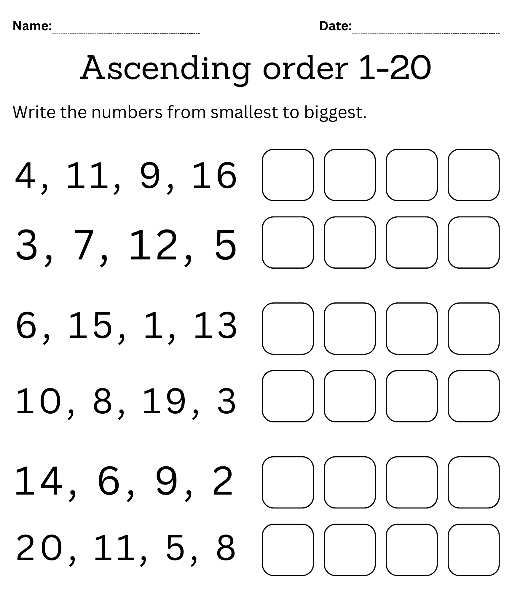 Ascending And Descending Order Worksheets 1 To 20 For Kindergarten With Answers Made By Teachers Ordering Numbers Worksheets Missing Numbers What Comes Before And After Number 1 10 1 20 1 50 1 100 Free Printables MegaWorkbook