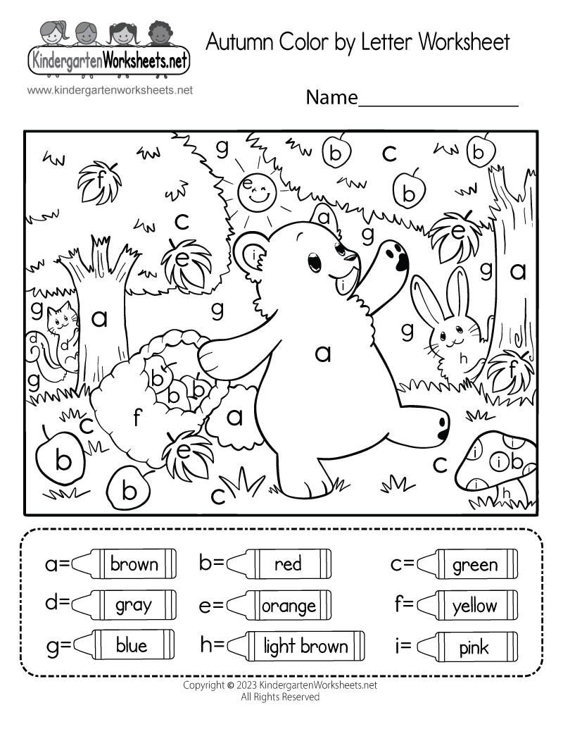 Autumn Color By Letter Worksheet Free Printable Digital PDF