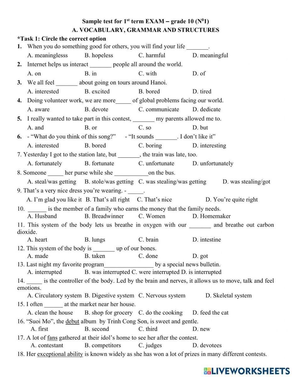 Beka 10th Grade English Test 1 Store Www ebbefosfonden dk Worksheets Library