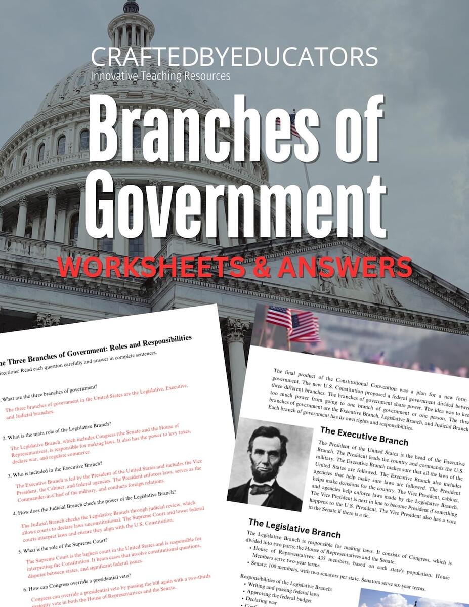 American Government Three Branches Of The Federal Government Gr 5 8 By Teach Simple