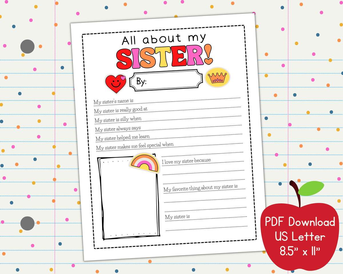 Buy All About My Sister Siblings Day Printable PDF US Letter 8 5x11 Instant Download Preschool Elementary Teacher Printable Gift Online In India Etsy Buy All About My Sister Siblings Day Printable PDF US Letter 8 5x11 Instant Download Preschool Elementary Teacher Printable Gift Online In India Etsy