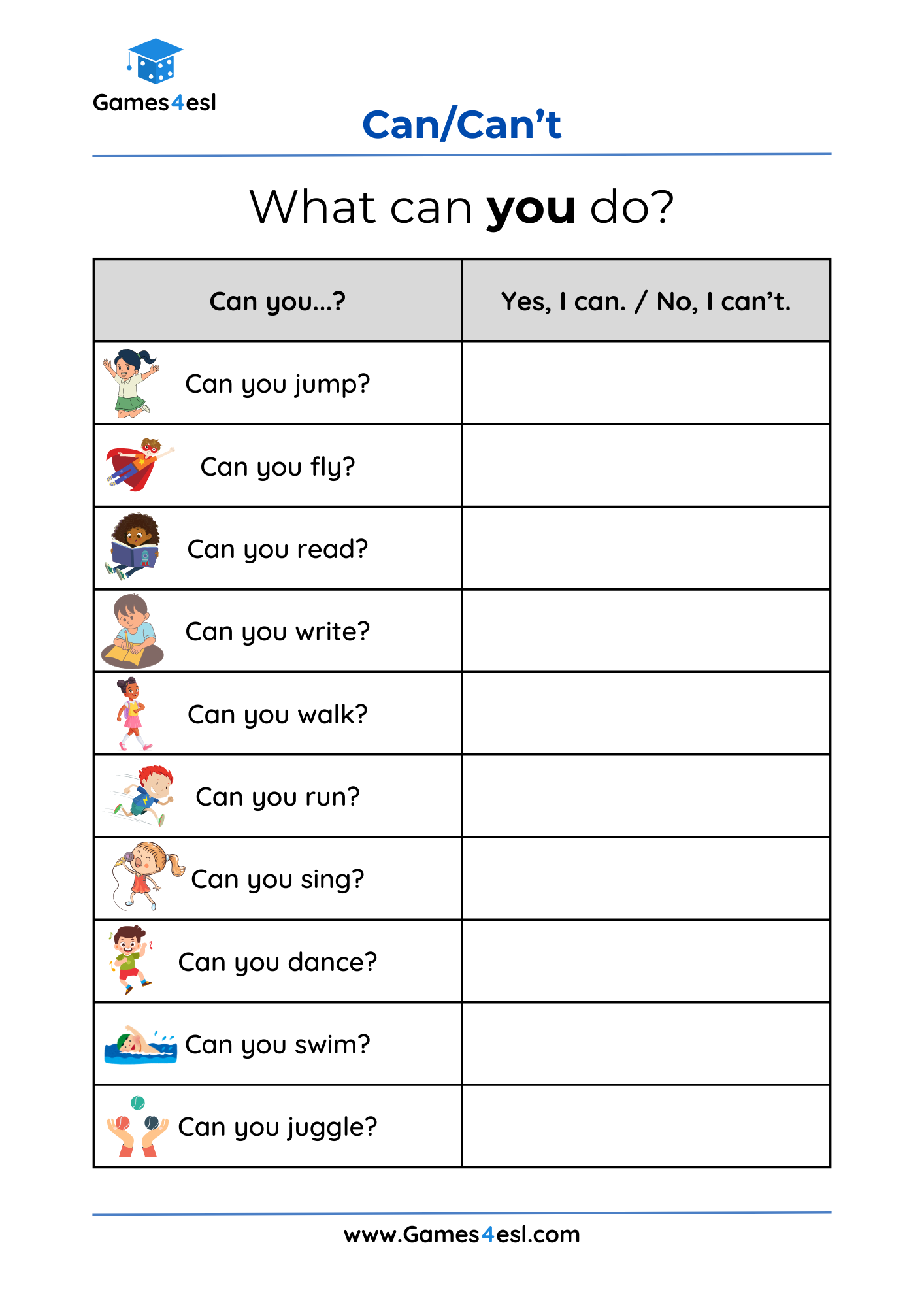 Can Can T Worksheets For Kids Games4esl Can Can T Worksheets For Kids Games4esl
