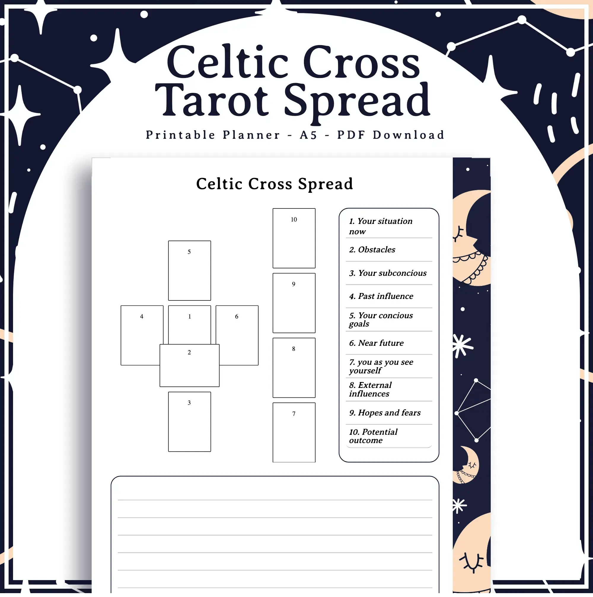 Celtic Cross Tarot Spread Celestial Boho Planify Pro Celtic Cross Tarot Spread Celestial Boho Planify Pro