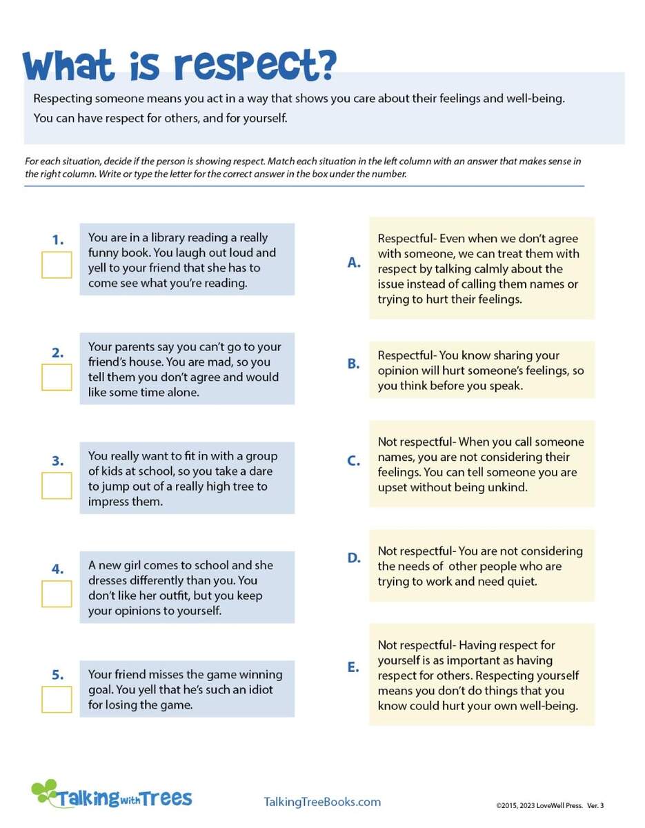 Character Education Worksheets Character Education Worksheets