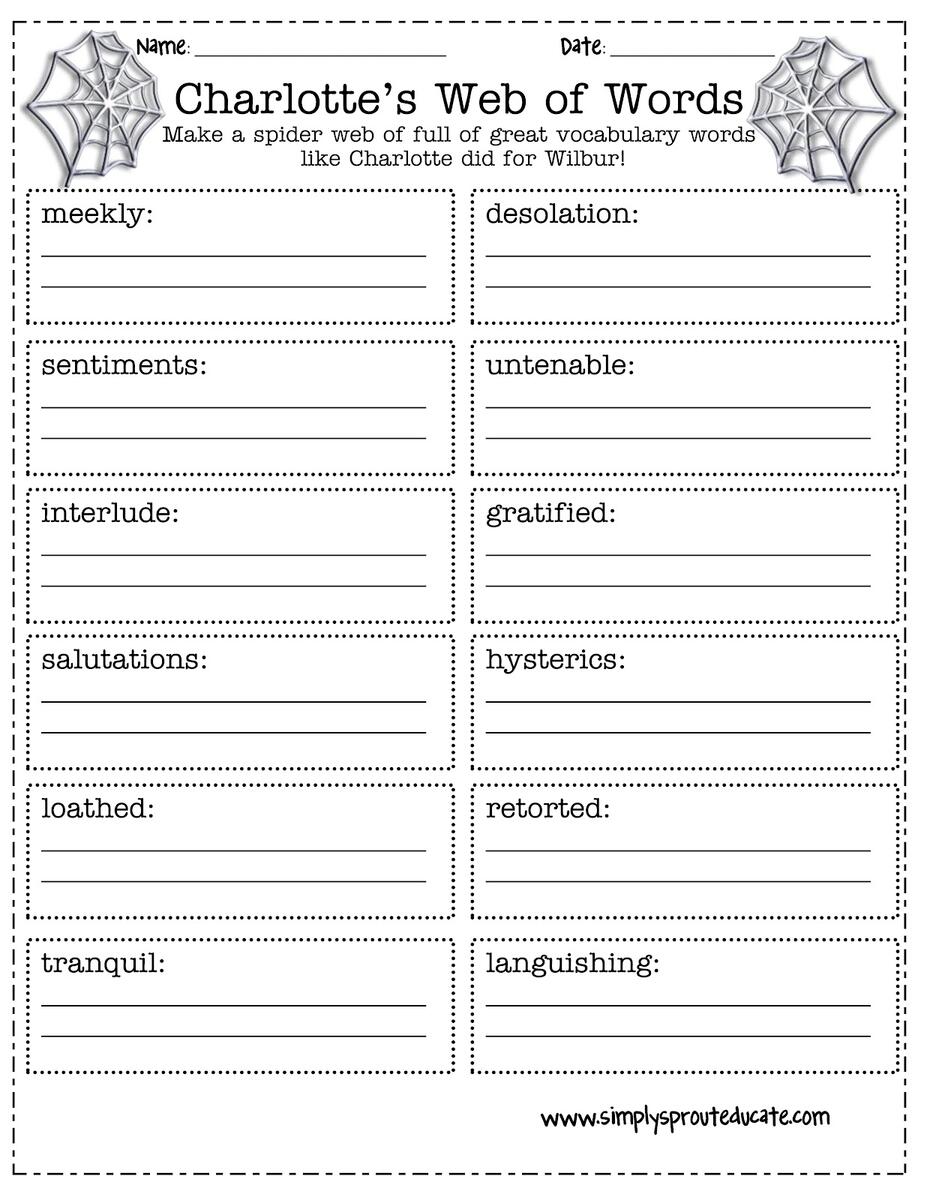 Charlotte S Web Of Words Simply Sprout Charlotte S Web Coloring Page Free Printable