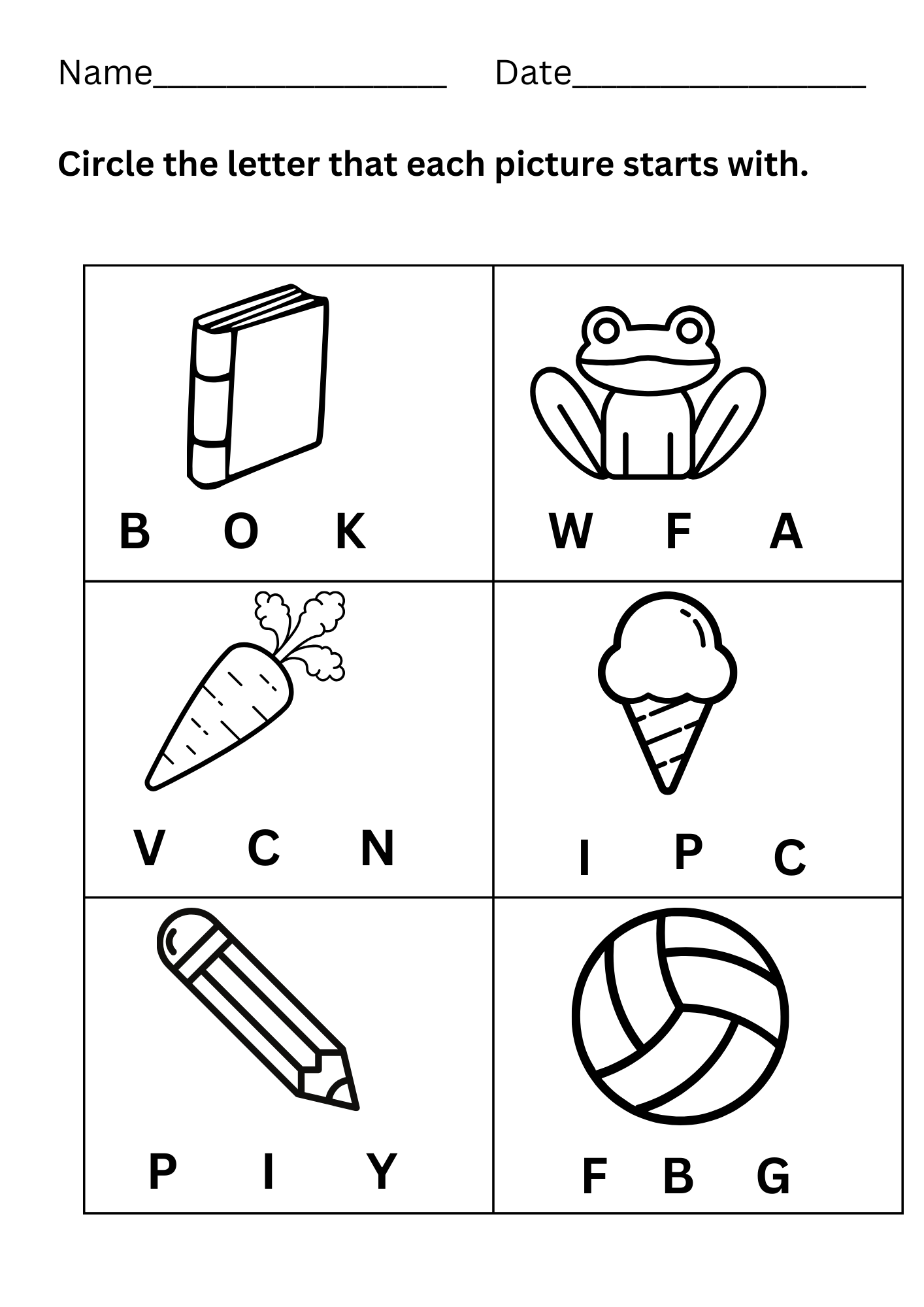 Circle The Beginning Sound Free Printable Alphabet Beginning Sounds Sorting Worksheets