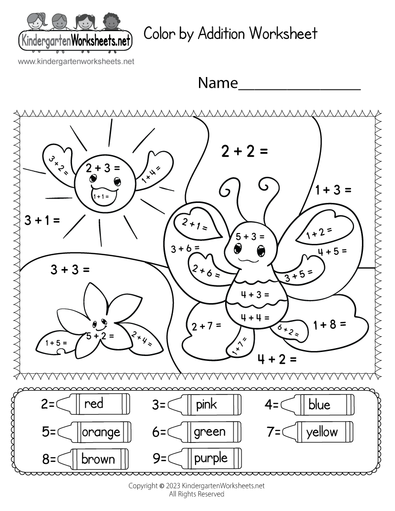 Addition Color By Number Printable Activities