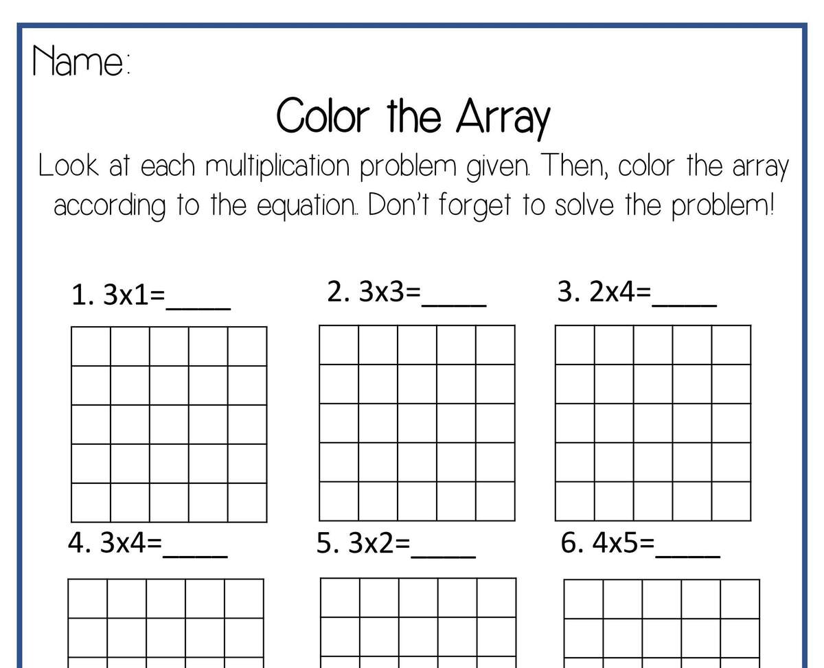 Color The Array Multiplication Eight Worksheets Etsy
