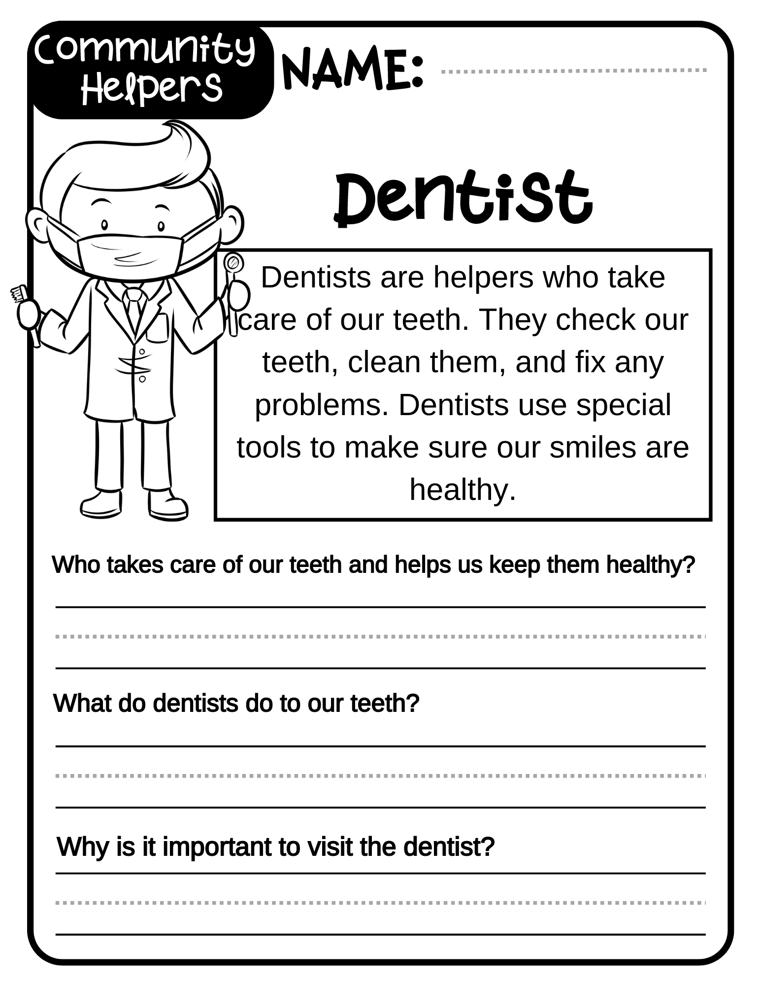 Community Helper Worksheet Social Studies Activities