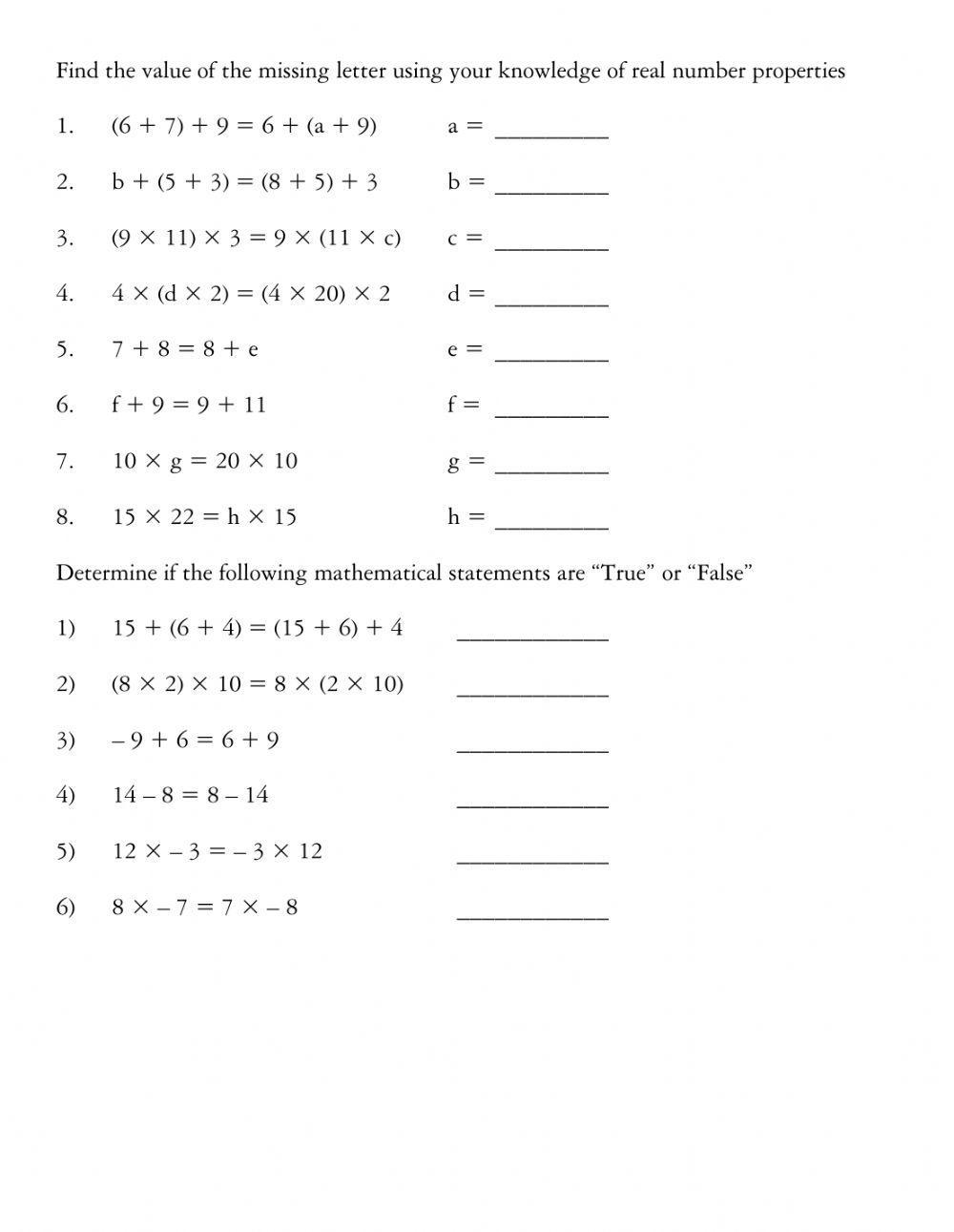 Associative Identity And Commutative Property Of Addition Worksheets Library