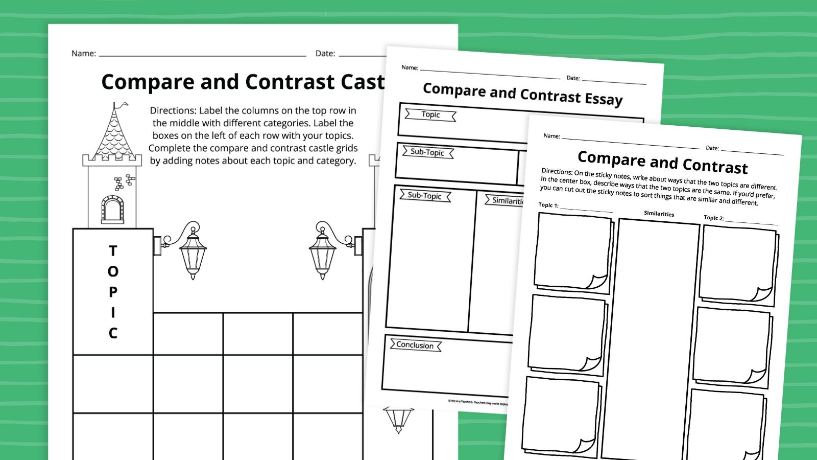Compare And Contrast Graphic Organizer Bundle Free Printables Text Structure Worksheets Compare And Contrast Readings Text Structure Worksheets
