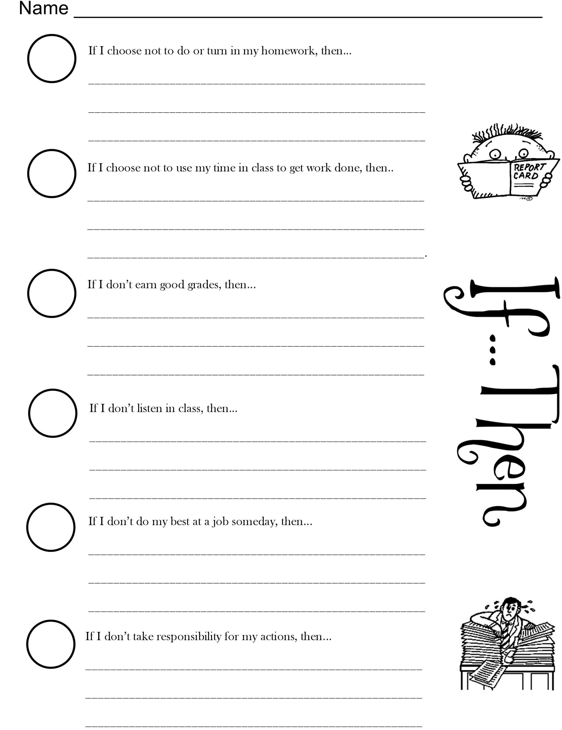 Consequence Worksheet Understanding Outcomes And Choices Consequence Worksheet Understanding Outcomes And Choices
