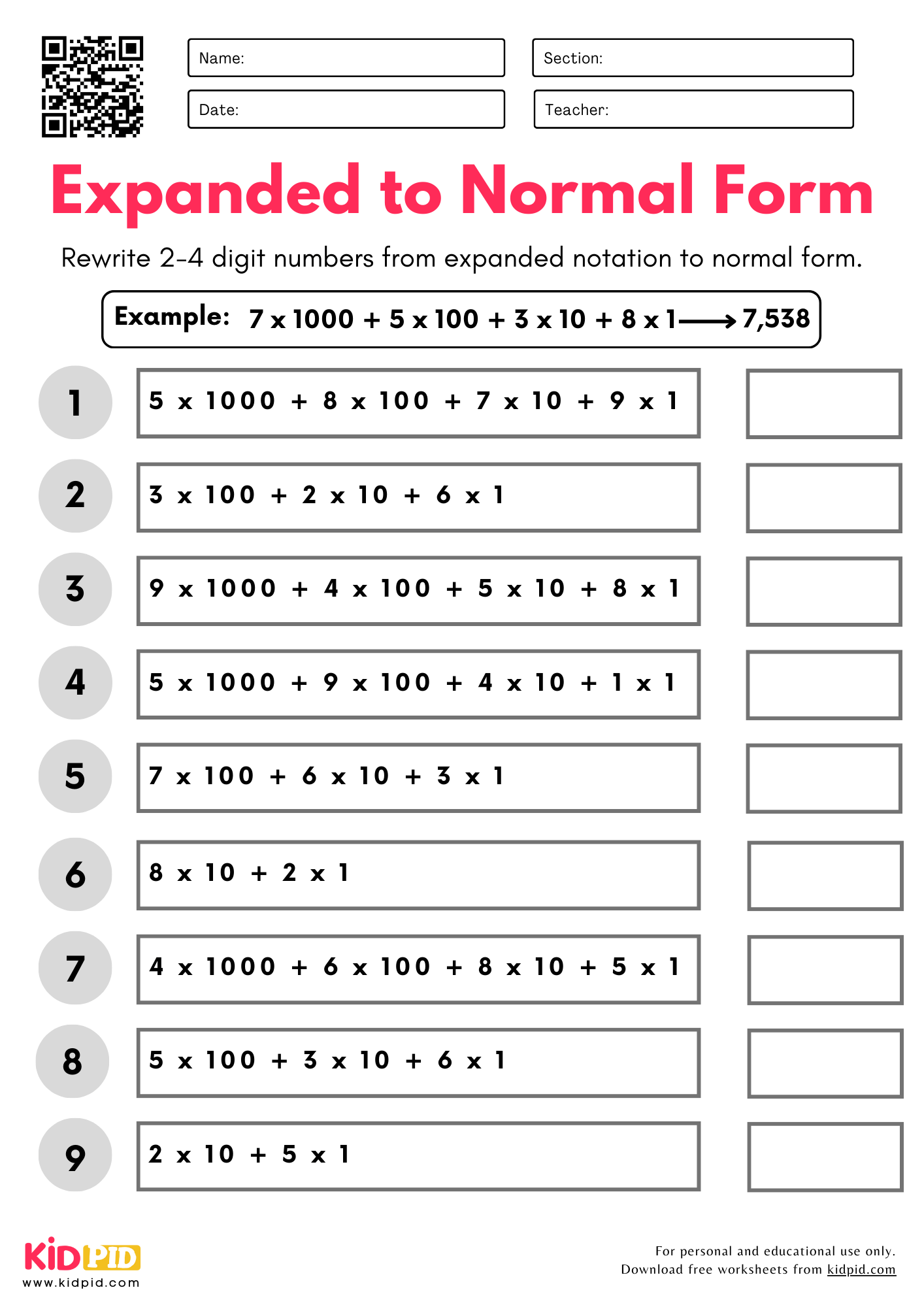 Place Value Worksheet Up To 10 Million