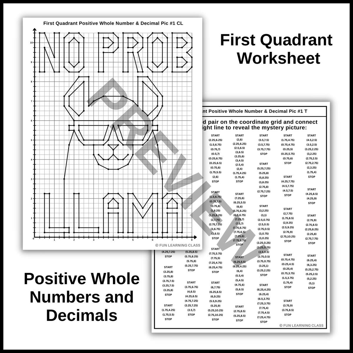 Cool Llama Coordinate Graphing Plotting Points Ordered Pairs Mystery Picture Made By Teachers