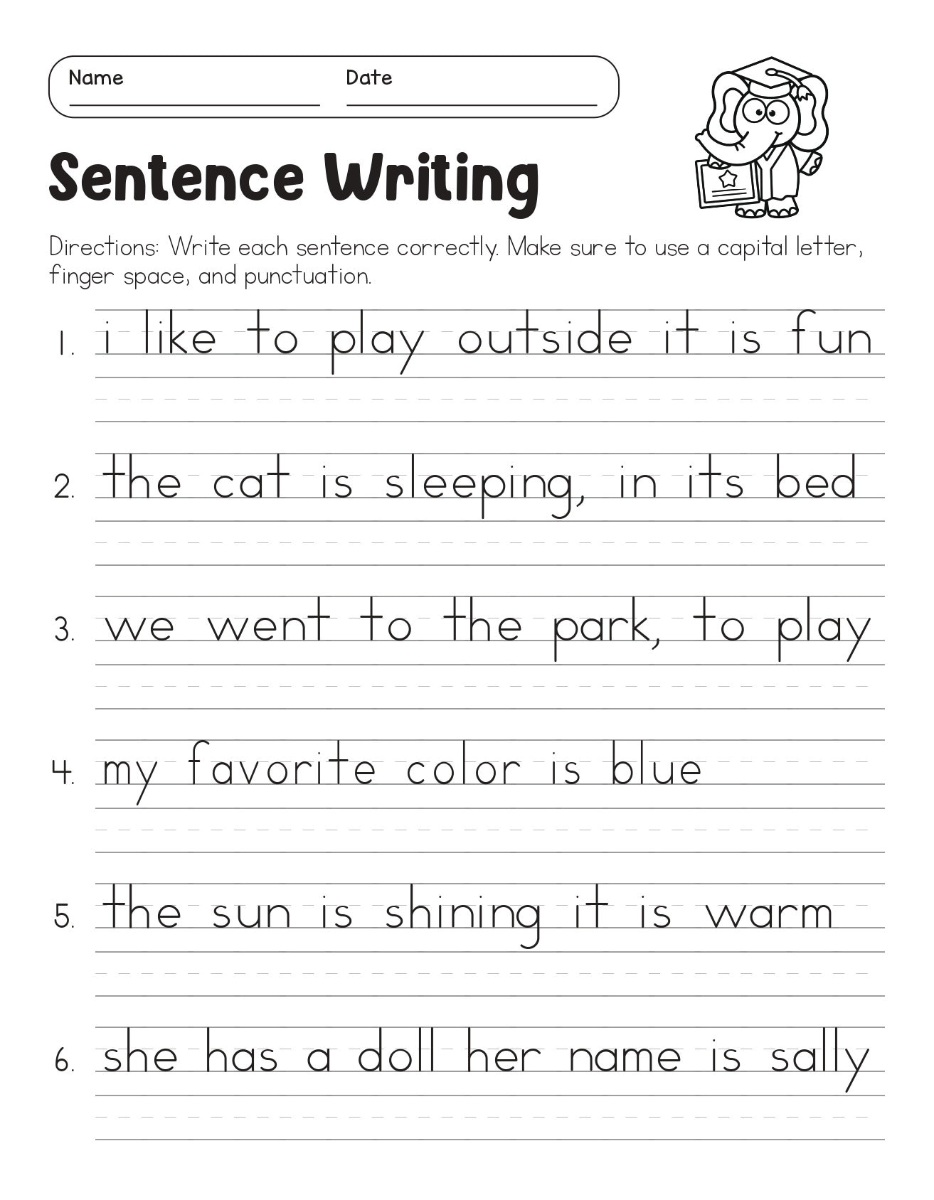 Correct The Sentences Worksheets 10 Page Printable For 1st And 2nd Grade ELA Students ELA Worksheets Sentence Writing ELA Teacher Print Etsy Sentence Correction Worksheets And Exercises With Answers
