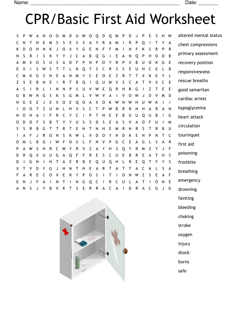 CPR Basic First Aid Worksheet Word Search WordMint CPR Basic First Aid Worksheet Word Search WordMint