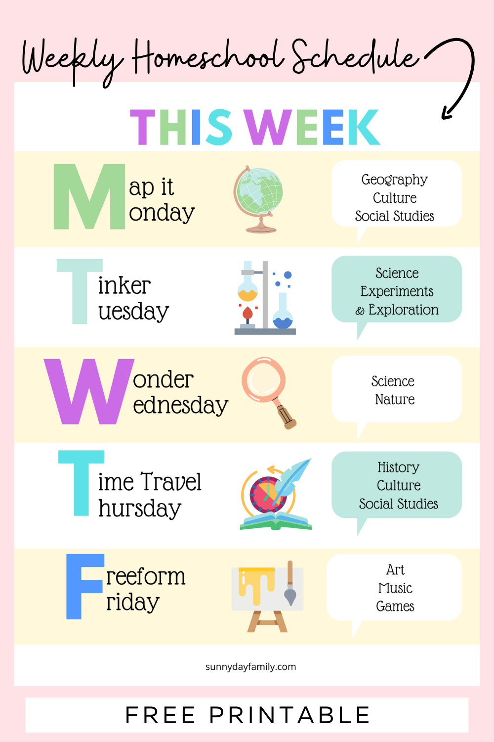 Create A Weekly Homeschool Schedule With A FREE Printable Sunny Day Family