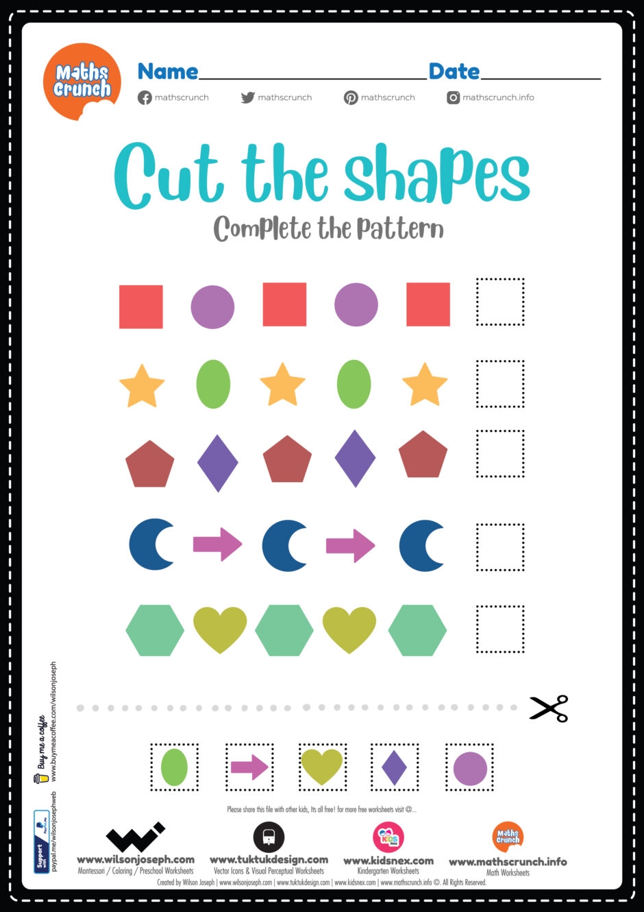 Cut The Shapes Worksheet Free Printable PDF