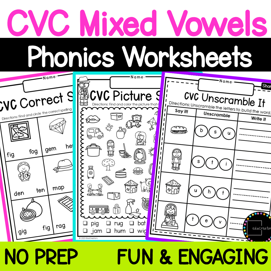 CVC Words Mixed Vowels Worksheets Classful CVC Words Mixed Vowels Worksheets Classful