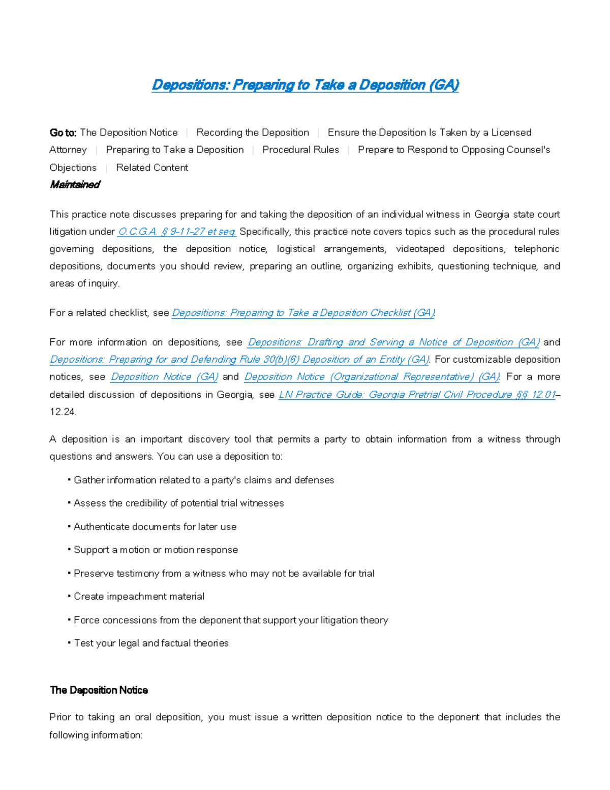 Deposition Preparation Guide Essentials For GA Attorneys Studocu