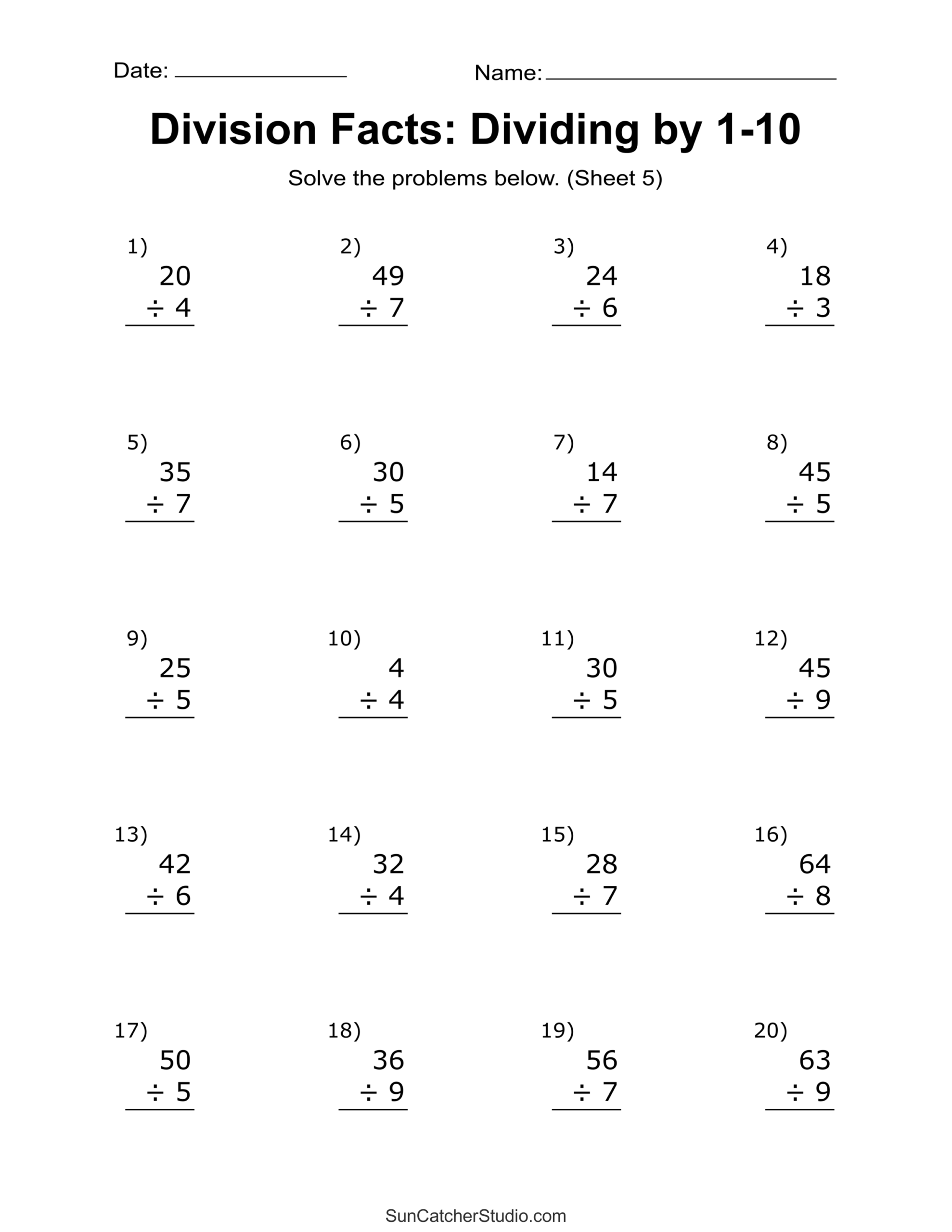 Basic Division Worksheets