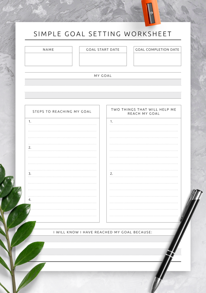 Download Printable Simple Goal Setting Worksheet Original Style PDF Goal Setting Worksheet The 7 Minute Life